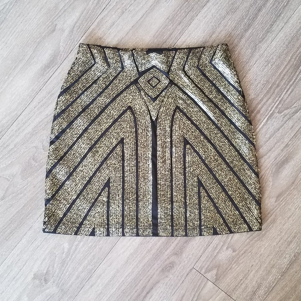 Gold Sequin Mini Skirt Small